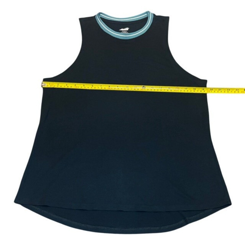 Avia Women Gem Slate Blue Green Activewear Tank Top‎ L 12-14 Striped Neck Trim